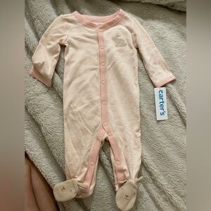 NWT Carter’s Pink Striped Bunny Footies